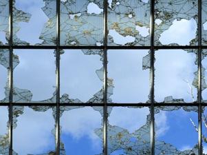 Broken windows on the ground floor